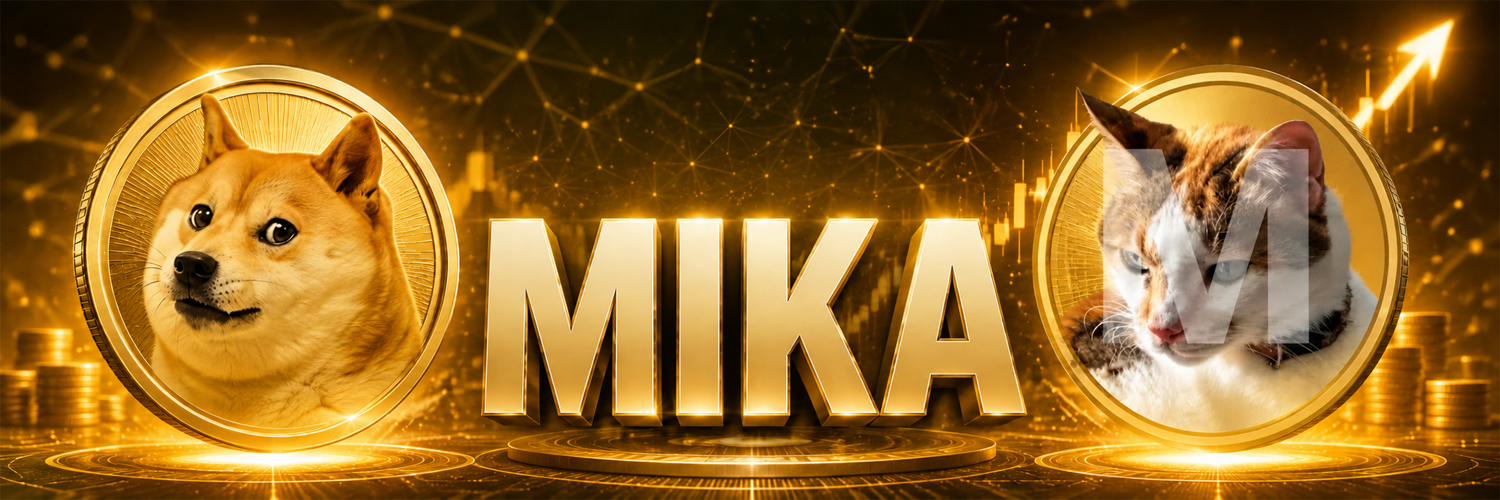 Mikacoin banner — Doge coin facing Mika